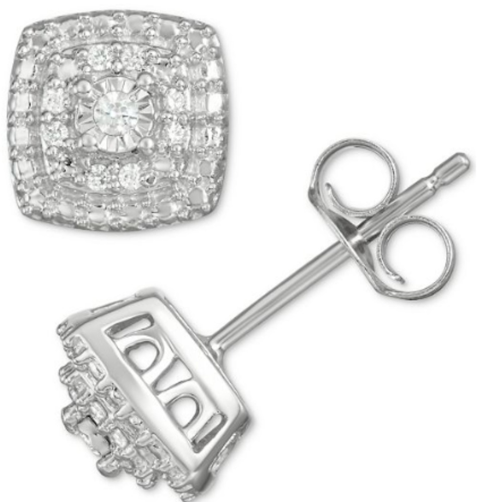 Diamond Cluster Earrings (1/10 ct. t.w.) in Silver